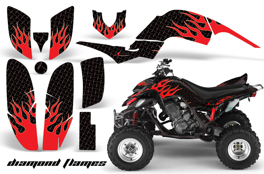 Yamaha Raptor 660 Graphics DiamondFlames Red BlackBG